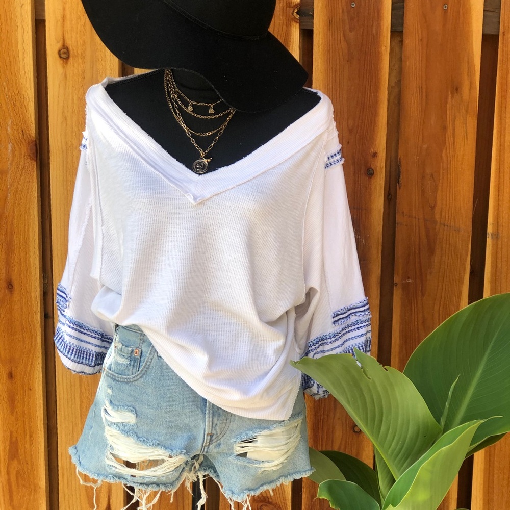 Free People White Shoulder shirt